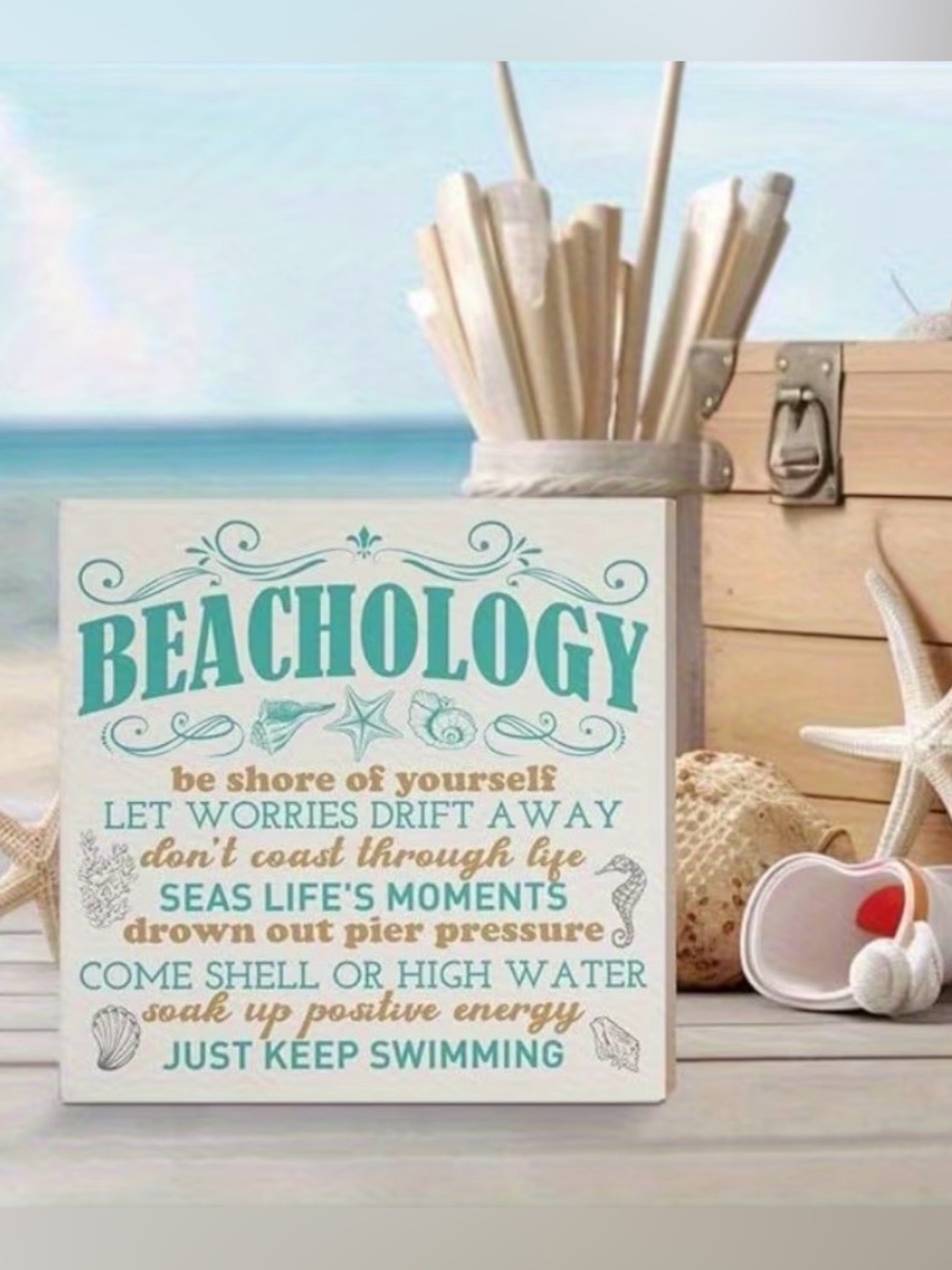 Beachology Themed Table Top Sign ~ Ocean, Beach Farmhouse decor